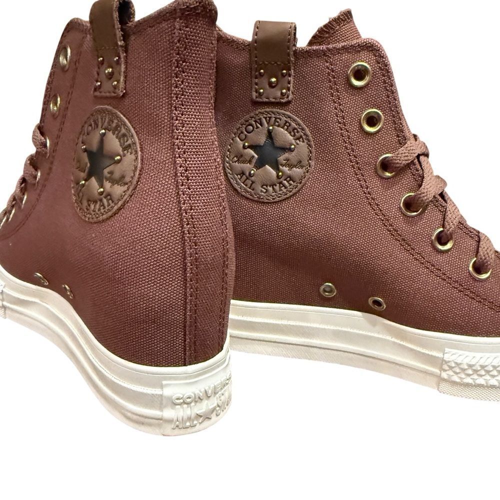 LAST Converse Women's Chuck Taylor All Star Wedge Platform Studded Western Brown - Picture 7 of 12